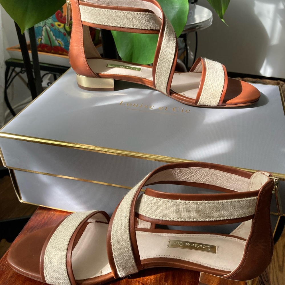 Louise et Cie Tan and Cream Strappy Sandals